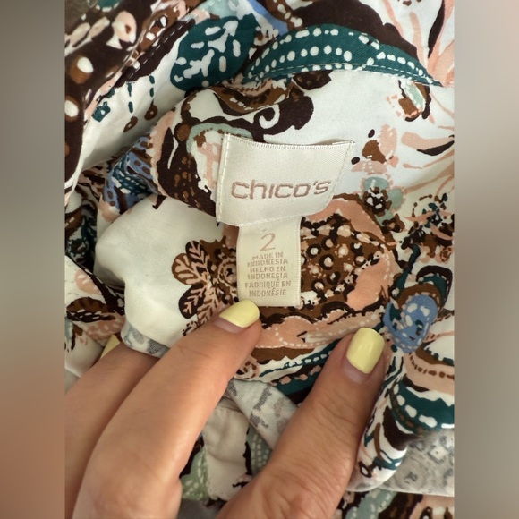 Chico's Multicolor Floral Lace-Up Blouse - Picture 7 of 7